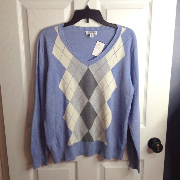 St. John's Bay W-XL Argyle Print, Cotton/Poly blend, Retro, Collegiate, Preppy - Picture 1 of 5